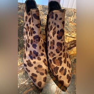 Cole Haan Brown Leopard Print Animal Hair Ankle Boots